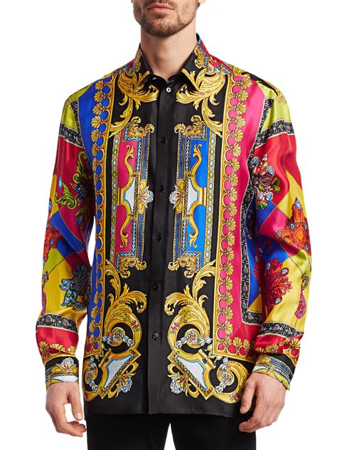 satin versace mens shirt|Versace fitted shirts for men.